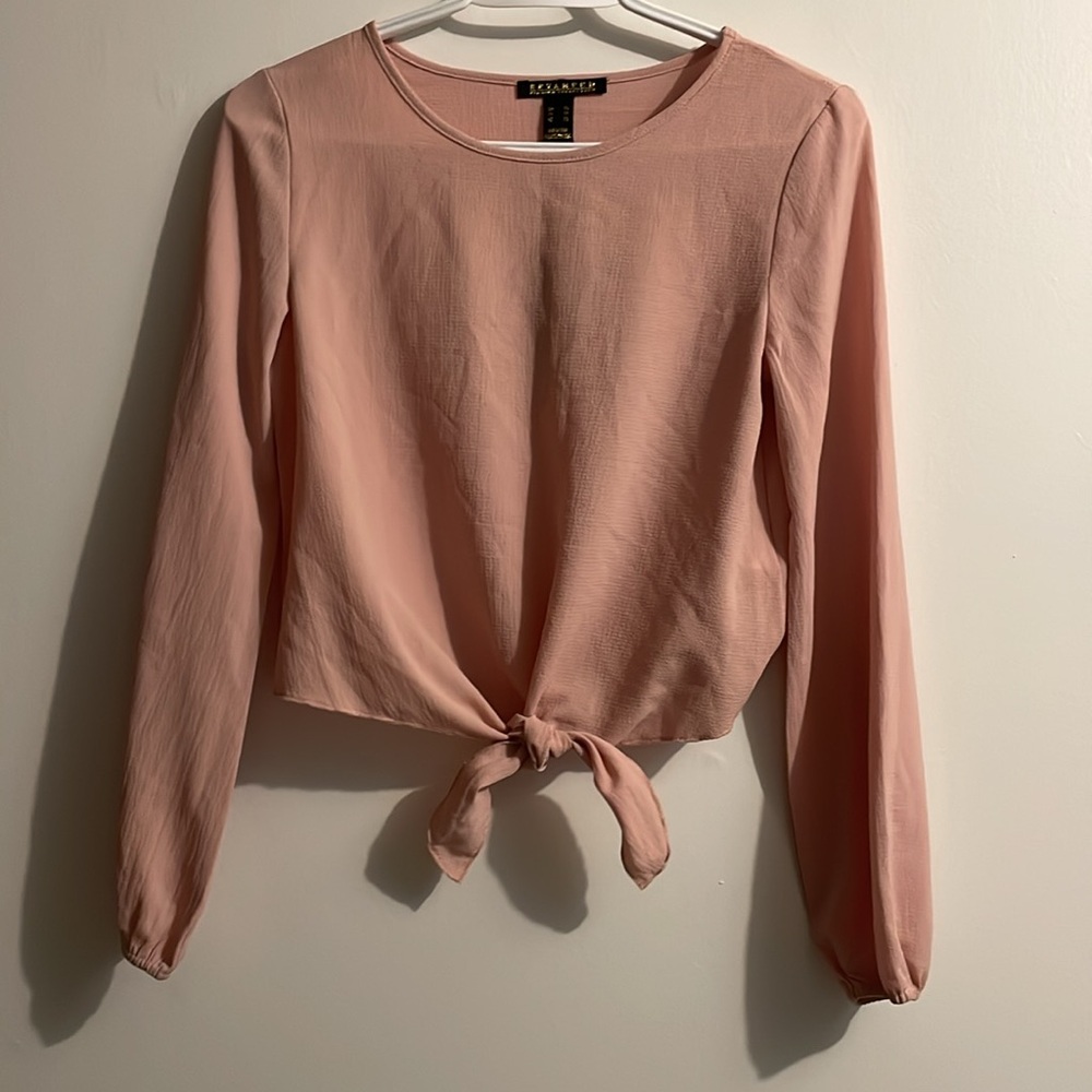 Peach colour tie front top